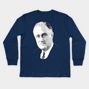 Franklin D. Roosevelt Black and White Kids Long Sleeve T-Shirt